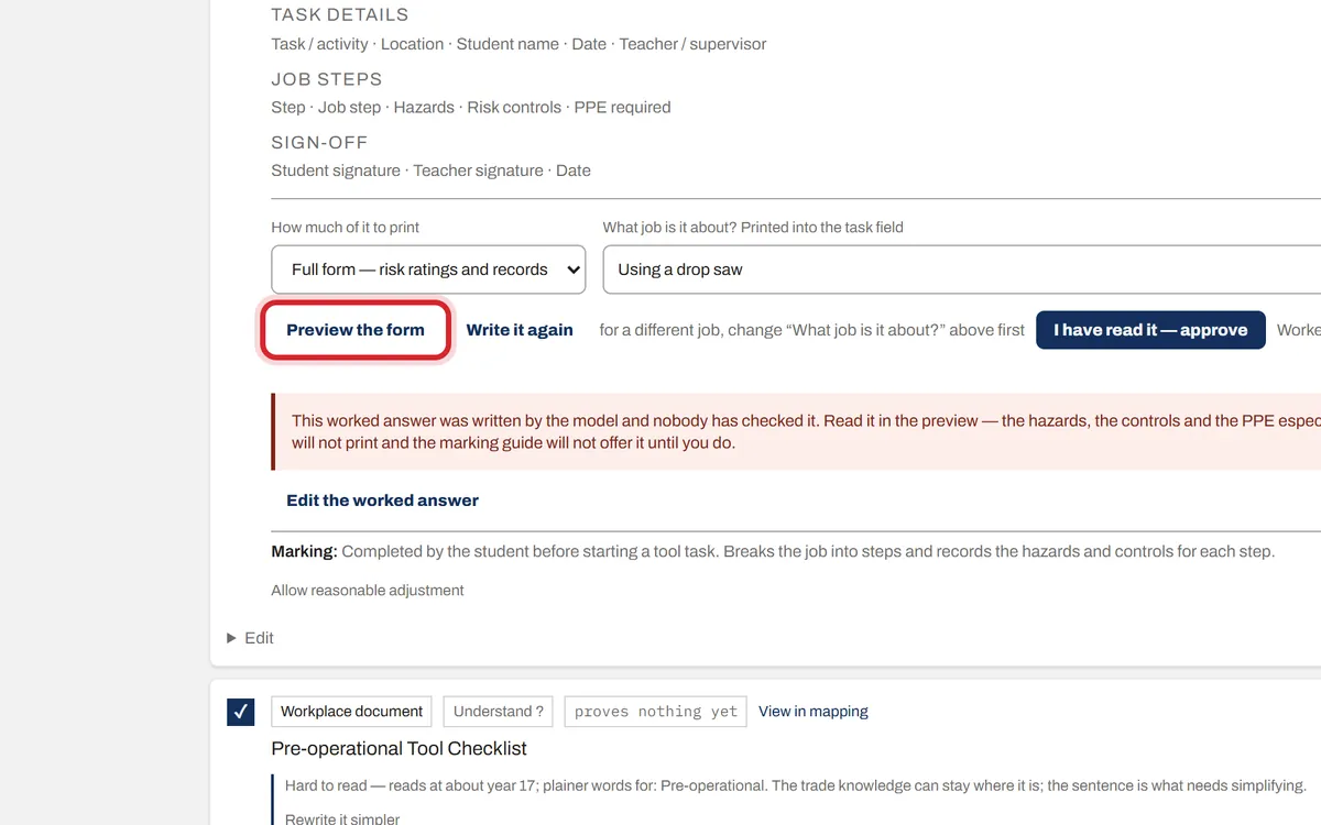 A workplace document waiting for approval